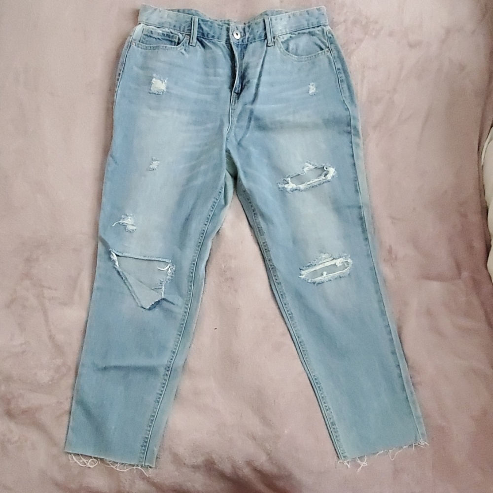 Vanilla Star Distressed Highrise Girlfriend Jeans